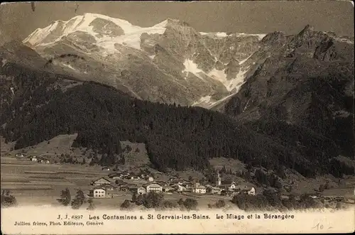 Ak Saint Gervais les Bains Haute Savoie, Le Contamines, le Miage et la Berangere