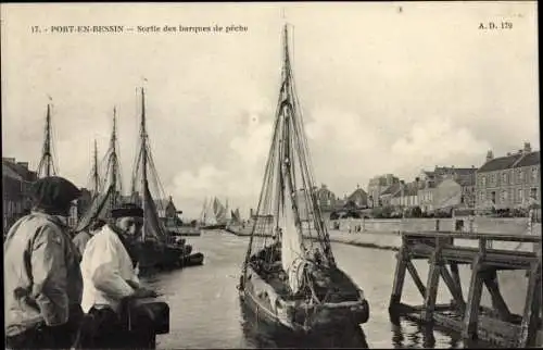 Ak Port en Bessin Calvados, Sortie des barques de peche