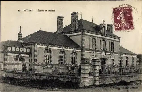 Ak Potigny Calvados, Ecoles et Mairie