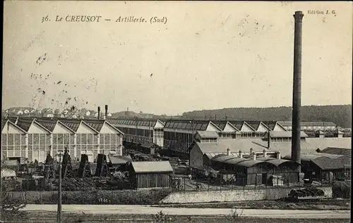 Ak Le Creusot Saône et Loire, Usines Schneider, Artillerie