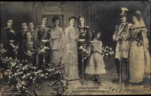 Ak Silberhochzeit im Kaiserhause, Kaiser Wilhelm II., Cecilie, Kronprinz, Liersch 1213