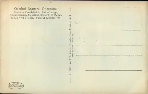 Ak Oberpöbel Dippoldiswalde Sachsen, Gasthof und Brauerei von Erwin Meinig