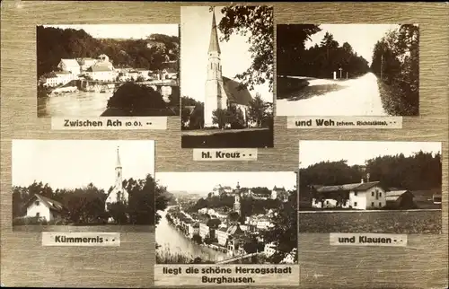 Foto Ak Burghausen an der Salzach Bayern,Kirche Heilig Kreuz, Klausen, Ach Oberösterreich, Kümmernis