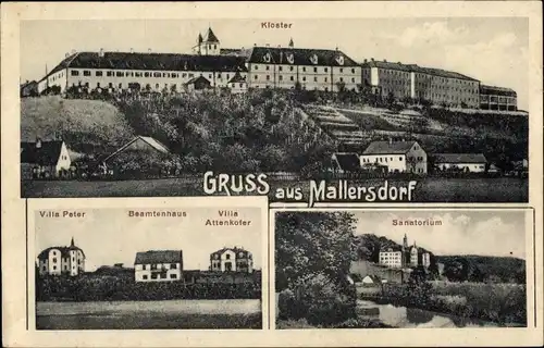 Ak Mallersdorf Pfaffenberg in Niederbayern, Kloster, Villa Attenkofer, Beamtenhaus, Villa Peter
