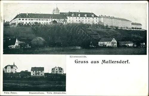 Ak Mallersdorf Pfaffenberg in Niederbayern, Kloster, Villa Attenkofer, Beamtenhaus, Villa Peter