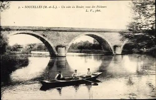 Ak Soucelles Maine et Loire, Un coin du Rendez vous des Pecheurs