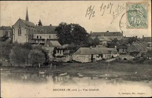 Ak Seiches Maine et Loire, Vue generale