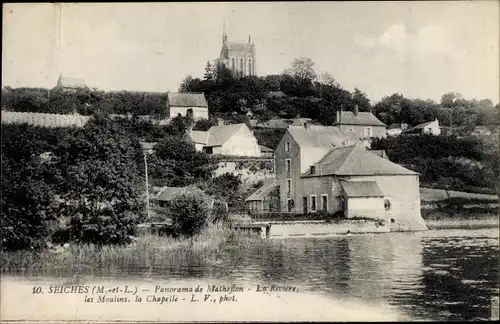 Ak Seiches Maine et Loire, Panorama de Matheflon, La Riviere