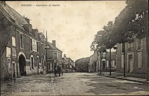 Ak Seiches Maine et Loire, Carrefour de Suette