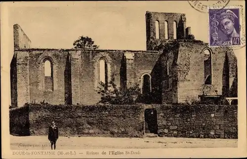 Ak Doué la Fontaine Maine et Loire, Ruines de l'Eglise St Denis