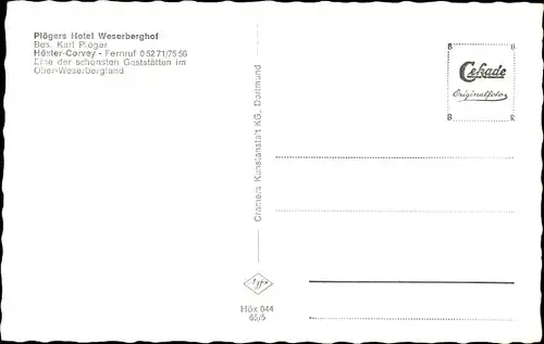 Ak Höxter in Nordrhein Westfalen, Corvey, Hotel Weserberghof