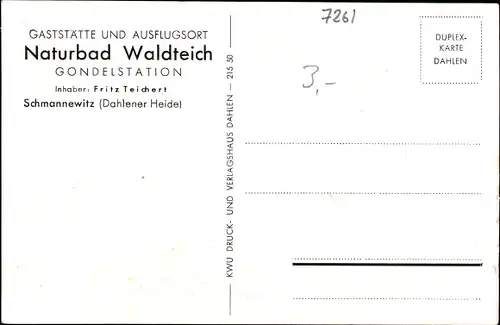 Ak Schmannewitz Dahlen in Sachsen, Naturbad Waldteich, Gaststätte