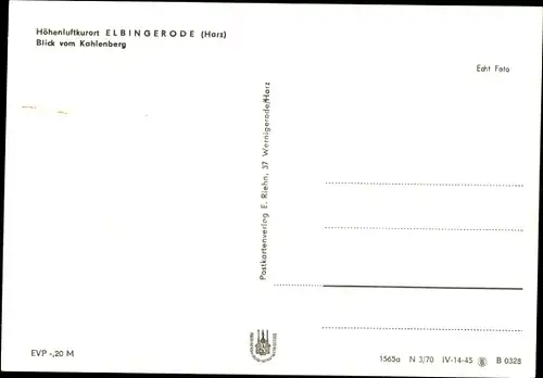 Ak Elbingerode Oberharz am Brocken, Blick vom Kahlenberg