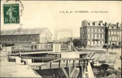 Ak Le Treport Seine Maritime, Le Pont Tournant
