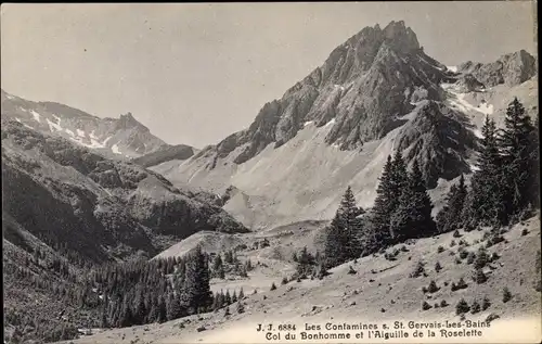 Ak Saint Gervais les Bains Haute Savoie, Le Contamines, Col du Bonhomme et l'Aiguille de la Roselett