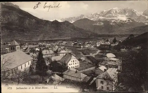 Ak Sallanches Haute Savoie, Blick auf den Ort, Mont Blanc