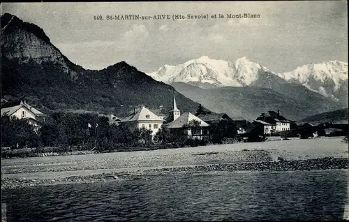 Ak Saint Martin sur Arve Haute Savoie, Blick auf den Ort, Mont Blanc