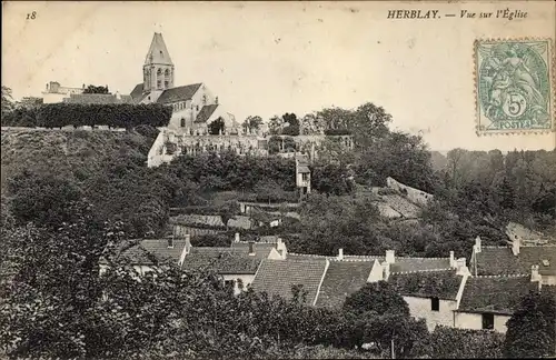 Ak Herblay Val d’Oise, Vue sur l'Eglise