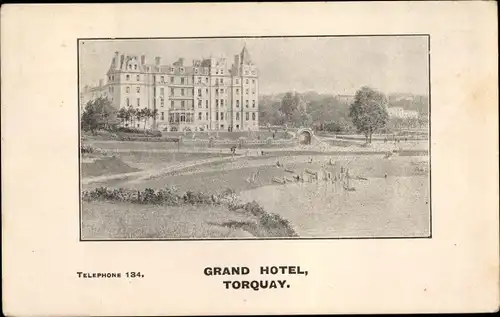 Ak Torquay Devon, Grand Hotel