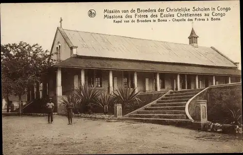 Ak Boma Congo Belge DR Kongo Zaire, Missions des Freres des Ecoles Chretiennes, Chapelle