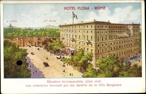 Künstler Ak Roma Rom Lazio, Hotel Flora