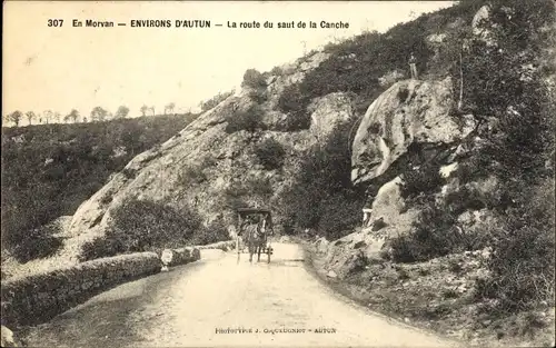 Ak Cussy en Morvan Saône et Loire, D'Aurun, La route du saut de la Canche