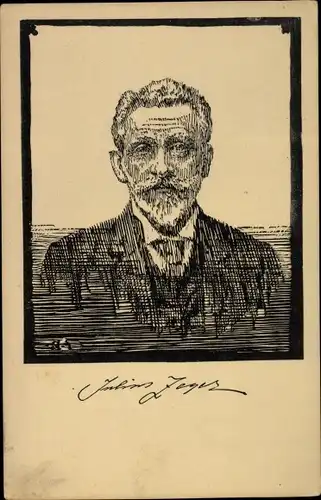 Künstler Ak Bilek, F., Dichter Julius Zeyer, Portrait, Signatur