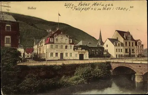 Ak Bullay an der Mosel, Alf, Brücke, Hotel