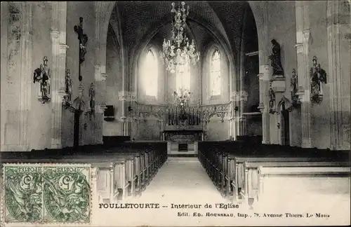 Ak Foulletourte Sarthe, Interieur de l'Eglise