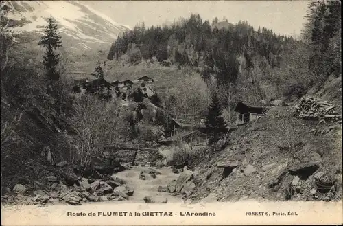 Ak Flumet Savoie, Route de Flumet a la Giettraz, L'Arondine