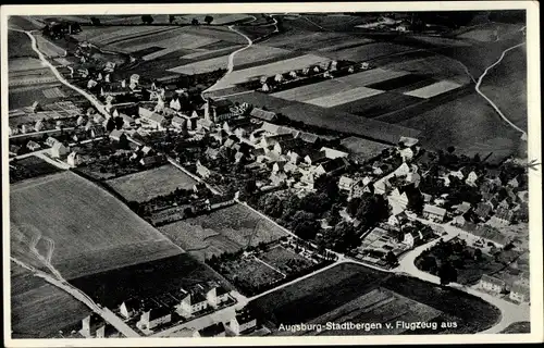 Ak Stadtbergen bei Augsburg in Schwaben, Fliegeraufnahme