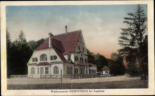 Ak Augsburg in Schwaben, Siebentischwald, Waldrestaurant Siebentisch