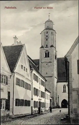 Ak Monheim in Schwaben, Pfarrhof, Kirche