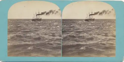 Stereo Foto Segelschiff auf hoher See, ca 1860