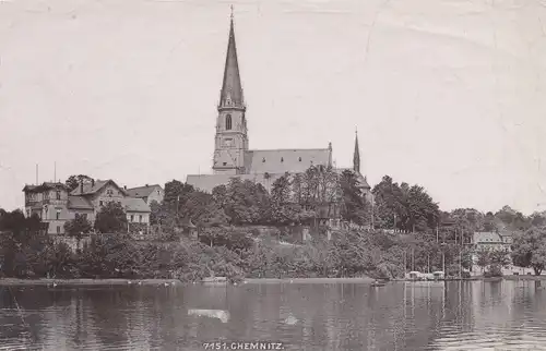 Foto Chemnitz in Sachsen, Schlossteich, Kirche