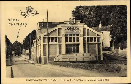 Ak Doué la Fontaine Maine et Loire, Le Theatre Municipal