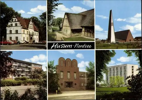 Ak Husum in Nordfriesland, Wohnhäuser, Amtsgebäude, Kirche