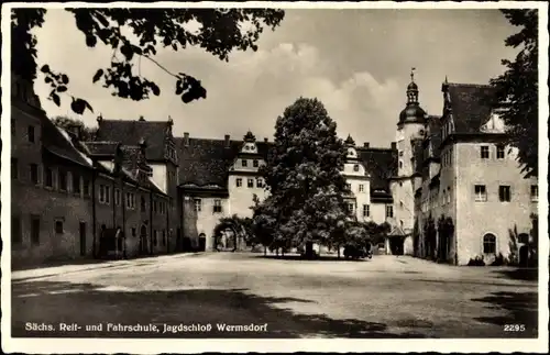 Ak Wermsdorf in Sachsen, Sächsische Reit und Fahrschule, Jagdschloss Wermsdorf