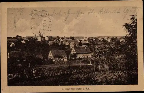 Ak Schmannewitz Dahlen in Sachsen, Blick auf den Ort