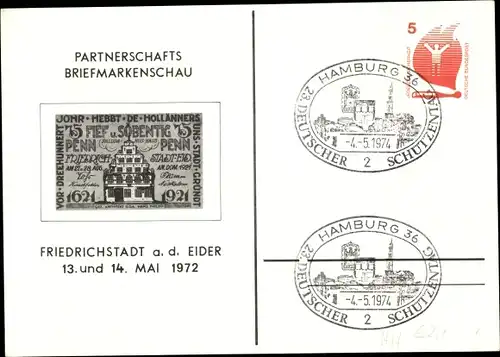 Ak Friedrichstadt an der Eider, Partnerschafts-Briefmarkenschau, 1972