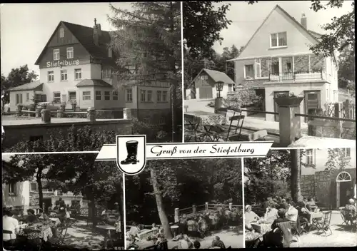 Wappen Ak Weimar in Thüringen, Berggaststätte Stiefelburg, Terrassenpartie