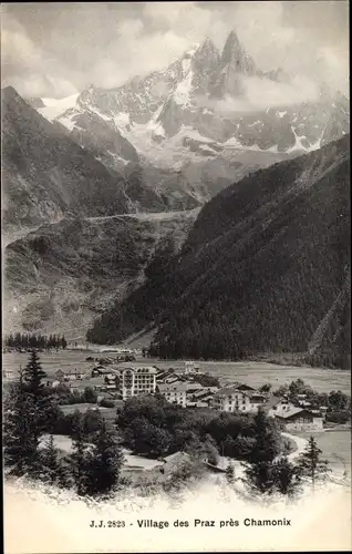 Ak Les Praz Chamonix Mont Blanc Haute Savoie, Blick auf den Ort