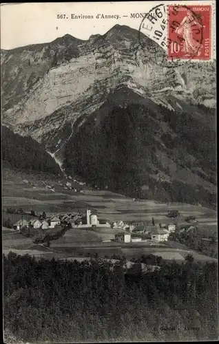 Ak Montmin Talloires Montmin Haute Savoie, Blick auf den Ort