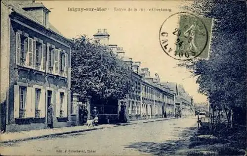 Ak Isigny sur Mer Calvados, Entrée de la rue de Cherbourg