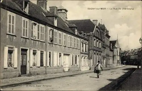 Ak Isigny sur Mer Calvados, La Rue de Cherbourg