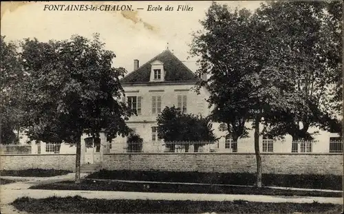 Ak Fontaines les Chalon Saône et Loire, Ecoles des Filles