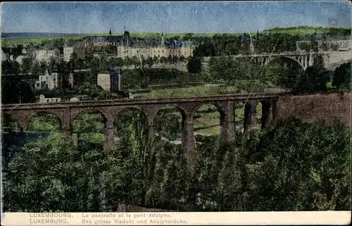 Ak Luxemburg Luxembourg, Viadukt, Adolphbrücke