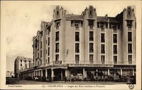 Ak Casablanca Marokko, Angle des Rues Gallieni et Poincare