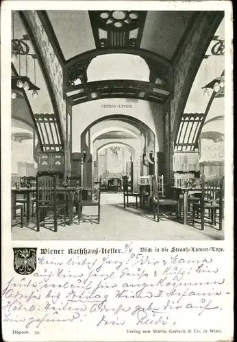 Wappen Ak Wien 1., Wiener Rathaus Keller, Blick in die Strauß-Lonner-Loge