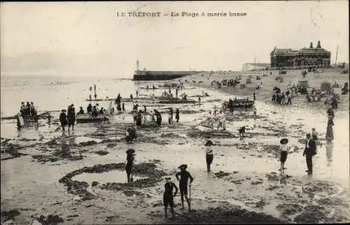 Ak Le Treport Seine Maritime, La Plage a marée basse